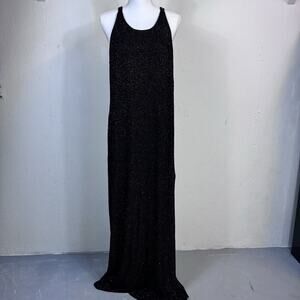 Women’s Dress Maxi Length Formal Black Red Glitter Size 18